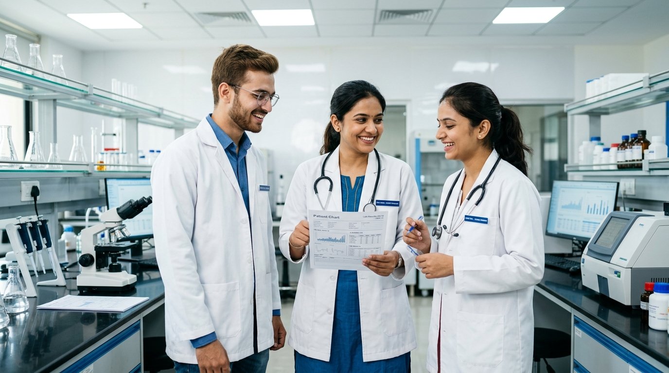 Medical and health science students in laboratory