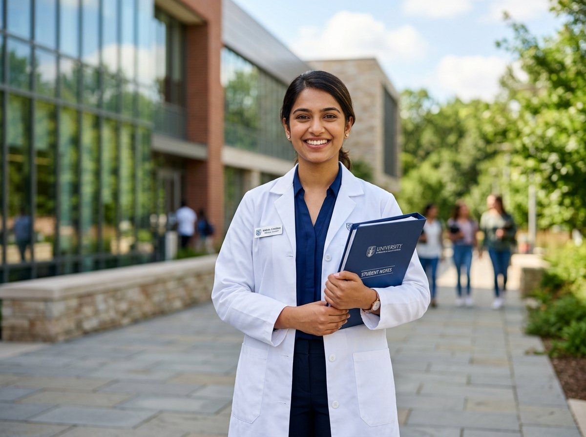 USF Academy Student smiling with folder